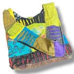 Patchwork Crossbody Purse Bag Boho Hippie Festival Unique Wearable Art Zippered Purple Photo 2