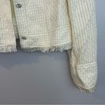 Cache  Ivory Metallic Rhinestone Button Fringe/Tweed Jacket Size 10 Photo 7