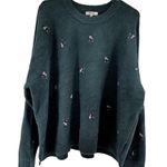 Madewell Embroidered Cross-Stitch Floral Pullover Sweater Oversize Green XXL NWT Photo 1