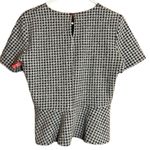 ZARA Black & White Houndstooth Peplum Tweed Checkered Blouse Photo 5