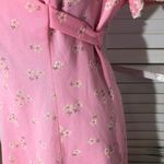 Vintage 60s 70s Mini Dress Pink Daisy Floral Flutter Sleeves M Size M Photo 6