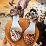 Jimmy Choo Geometric Groovy Print Satin Heels Ankle Wrap Size 39.5 Photo 12