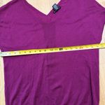 New York & Company Women's Oversize Silk Blend Pullover Vneck Sweater Magenta XS Pink Photo 5