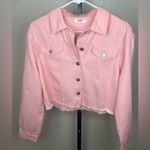 Zeagoo NWT Women’s M - Pink Cropped Denim Jacket Frayed Hem Lightweight Photo 3