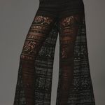 Anthropologie Maeve Wide-Leg Sheer Lace Trousers Black Photo 1