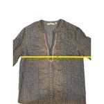 Soft Surroundings Petites Tunic Dress PL Gray Gold Embroidery V-Neck Photo 4