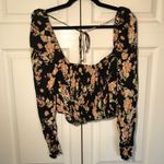 Free People NWT Black Floral Tie Back Crop Top Size L Photo 9