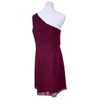David's Bridal Crinkle Chiffon One Shoulder Burgundy Cocktail Dress Wedding 12 Photo 4