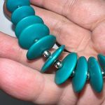 Silver Tone Bead And Turquoise Disc Boho Necklace Photo 3