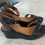 Salvatore Ferragamo Brown Leather Wedge Ankle Strap Sandals Size 8 1/2 EUC Photo 2