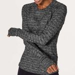 Lululemon Extra Mile Long Sleeve Running Luon Ringspun Denim Black White | 6 Photo 0