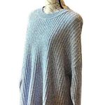 American Eagle Womens blue open knit crochet boxy oversized pullover sweater M Photo 1