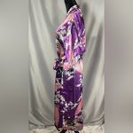 Vicabo Purple Floral Peacock Satiny Kimono Robe Lingerie Size Large NWOT Photo 7