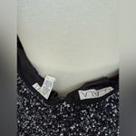 Scala Vintage Black Floral Sequin Zip Blouse Halter Top, Size Large Photo 1