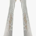 White Floral Embroidered Satin Fingerless Bridal Gloves Photo 0