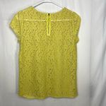 Loft EUC Ann Taylor‎  women’s greenish yellow lace cap sleeve blouse small petite Photo 4