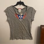 Disney VINTAGE BNWT RARE Walt World Mickey American gray frilly crop top large Photo 0