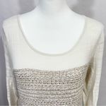 Lucky Brand  Mixed Knit Lightweight Wool Cotton Sweater Top Womens Size L Photo 2
