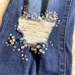 Bebe Bedazzled Low Rise Jeweled and Distressed Slim Straight Leg Jeans Size 26 Photo 8