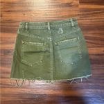 We The Free Free People Olive Distressed Denim Skirt Photo 4