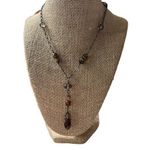 Vintage Shane Boyner Y Necklace Glass Beads Antique Gold Copper Choker Collar Photo 0