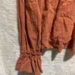Lush Clothing Lush Rosewood Textured Boho Tie Neck Ruffle Sleeve Cotton Blouse Shirt Small Photo 5