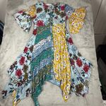 Umgee USA Floral Patchwork Kaftan Dress Flowy Bohemian Style Asymmetrical Hem M Photo 2