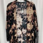 Torrid Brown&Black Tie Dye Fringe Kimono Sz.1/2 NWT Photo 6
