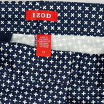 IZOD Athletic Cotton Spandex Sporty Golf Print Pattern Shorts Navy+ Wht Photo 2