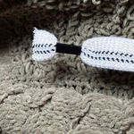 POL  Oversize Olive Green Chunky Knit Olive Sweater with Hoodie and Ties. Nubby Photo 2