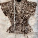 Lulus  Hot Take Light Beige Leopard Print Sheer Wrap Top Photo 7