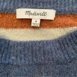 Madewell Pullover Sweater in Elmwood Stripe Orange Blue Size Medium Alpaca Wool Photo 8