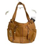 B. Makowsky Tan East West Sadie Pocket Shopper Caramel Leather Shoulder Bag NWT Tan Size XL Photo 3