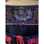 J.Crew  Navy Blue & Red Embroidered Floral Beach Tunic Dress Coverup Sz M Photo 2