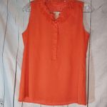 J.Crew  Naomi Top Orange Lined Silk Sleeveless Ruffle Neck Blouse Photo 0