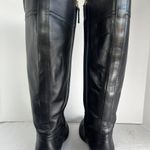 Tory Burch  Size 6M Black Knee-High Riding Boots – Leather, Gold Medallion Size 6 Photo 3