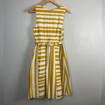 Modcloth Women's S Fit and Flare Striped Dress Full Skirt in Yellow V Neck Photo 4