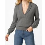 Lilla P Sweater Womens XS Gray Cotton Cashmere Shawl Collar Pullover Long Sleeve Photo 0
