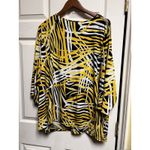 Multiples 306-008  Womens Top Size 3X Yellow Tropical Mesh‎ Overlay Blouse Shirt Photo 1
