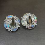 Vintage Laguna Aurora Borealis Cluster Clip Earrings White Photo 7
