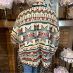 VINTAGE 1990'S MAROON & CREAM SOUTHWESTERN THEME COTTON CHENILE BLAZER (26) Multiple Size 26W Photo 2
