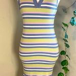 Hippie Rose ‎ V-Neck Sleeveless Sweater Dress Stripe Ruffled Hem Size Small Photo 0