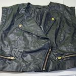 Peper Tee black Faux Leather Vest with Gold Accents. Size L Photo 0