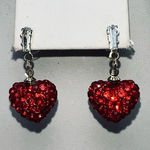 Crystal Red Heart‎ and Clear Crystal Earrings Photo 0