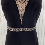 Rachel Allan Beaded Jersey Evening Gown High Slit Mock Jewel Neck Size 8 Formal Black Photo 8