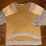 We The Free Free People Feelin It Embroidered Shirt Gold Women’s XS  Patchwork Photo 0