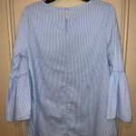 Gibson Blue White Striped Blouse Top Tunic Small / Medium Bell Sleeve Cotton Photo 2