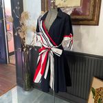 Venus  Nautical Preppy Blue & Red and White Wrap Dress Tie Sleeves - Sz 6 💚🎀 Photo 3
