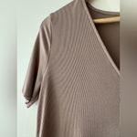 ZARA  Ribbed Basic Brown Taupe V Neck Top Photo 1