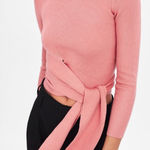 ZARA  ribbed sweater with tie closure Size Small Color Peach Photo 0